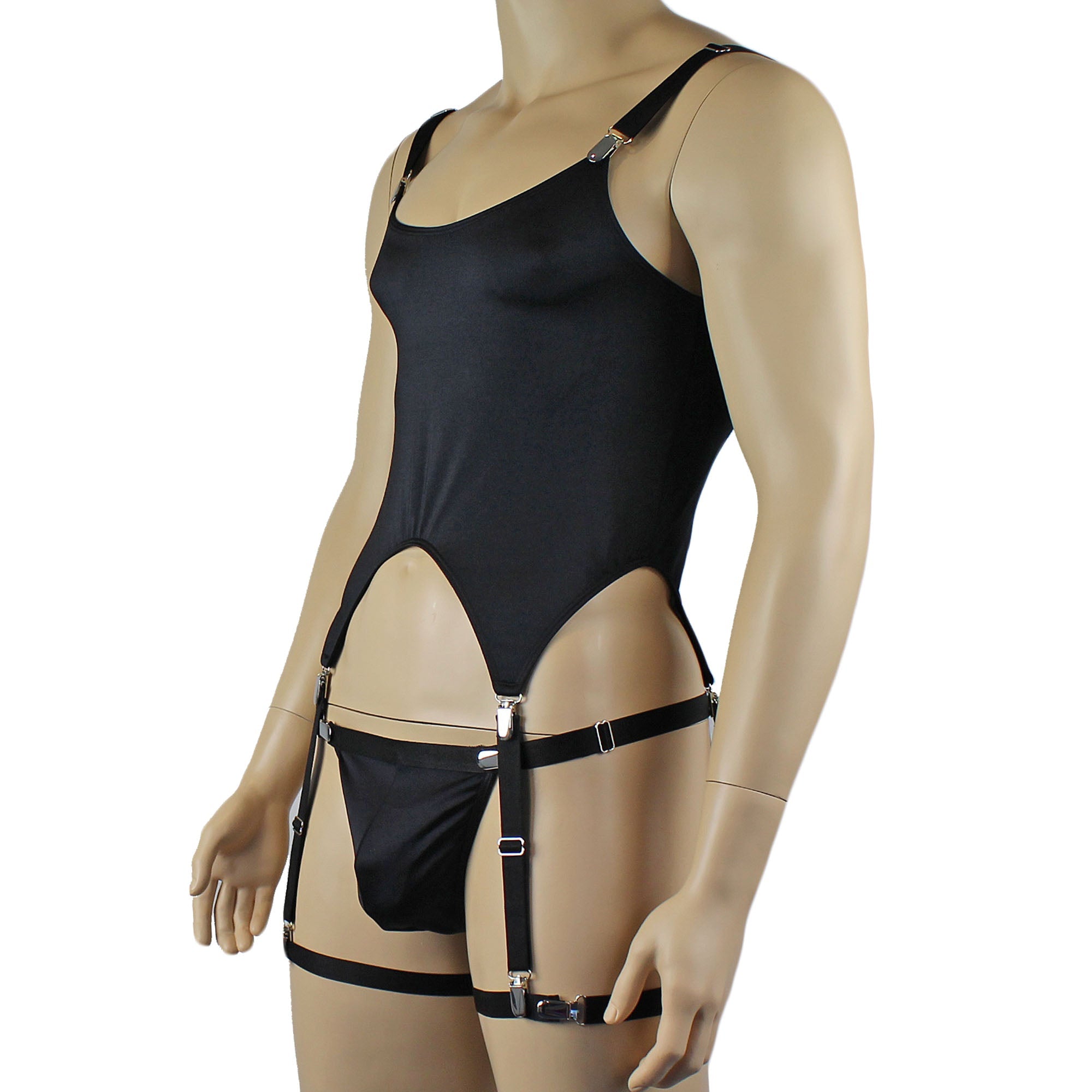 Mens Janice Corset Top, Thong and comes with Detachable Garters & Leg Bands - Sizes up to 3XL