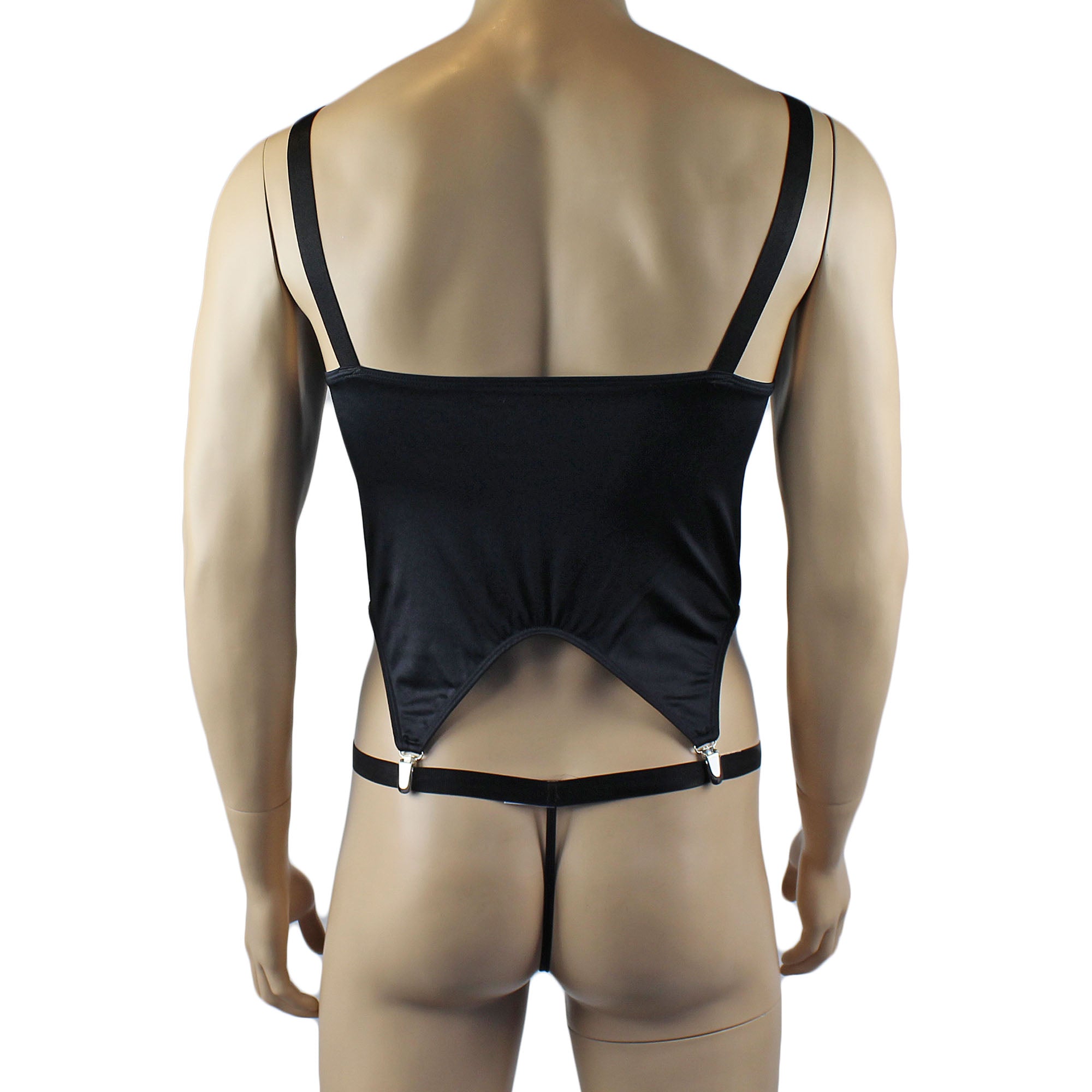 Mens Janice Corset Top and Thong with Metal Clips - Sizes up to 3XL