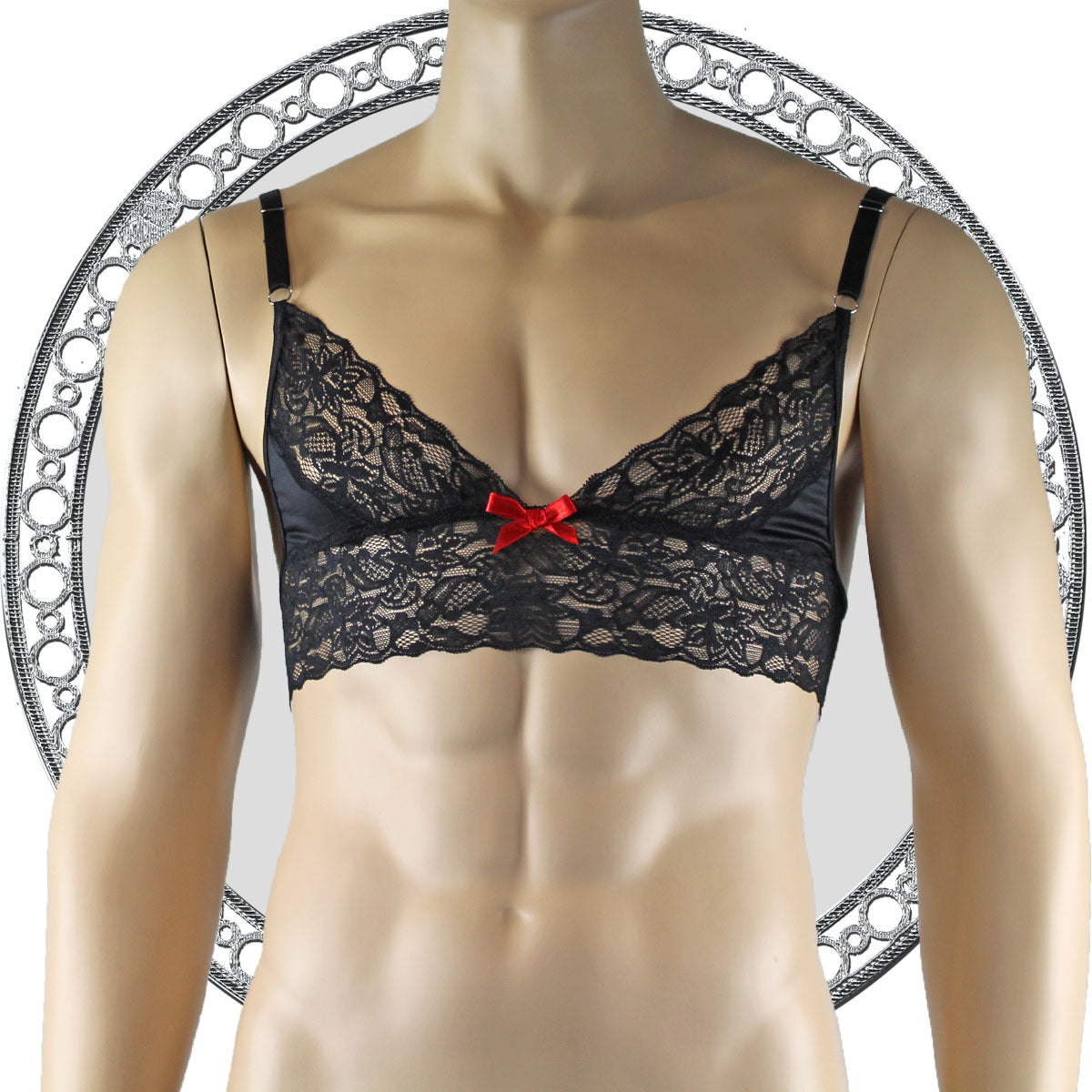 Mens Lace Bra Top Lingerie for Men Black