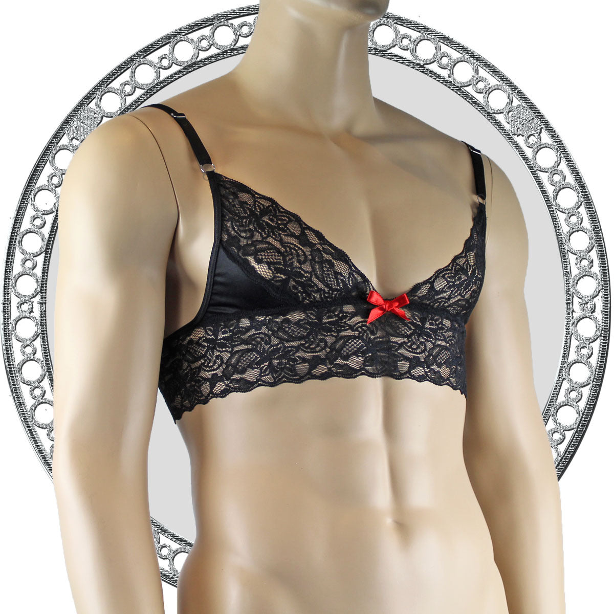 Mens Lace Bra Top Lingerie for Men Black