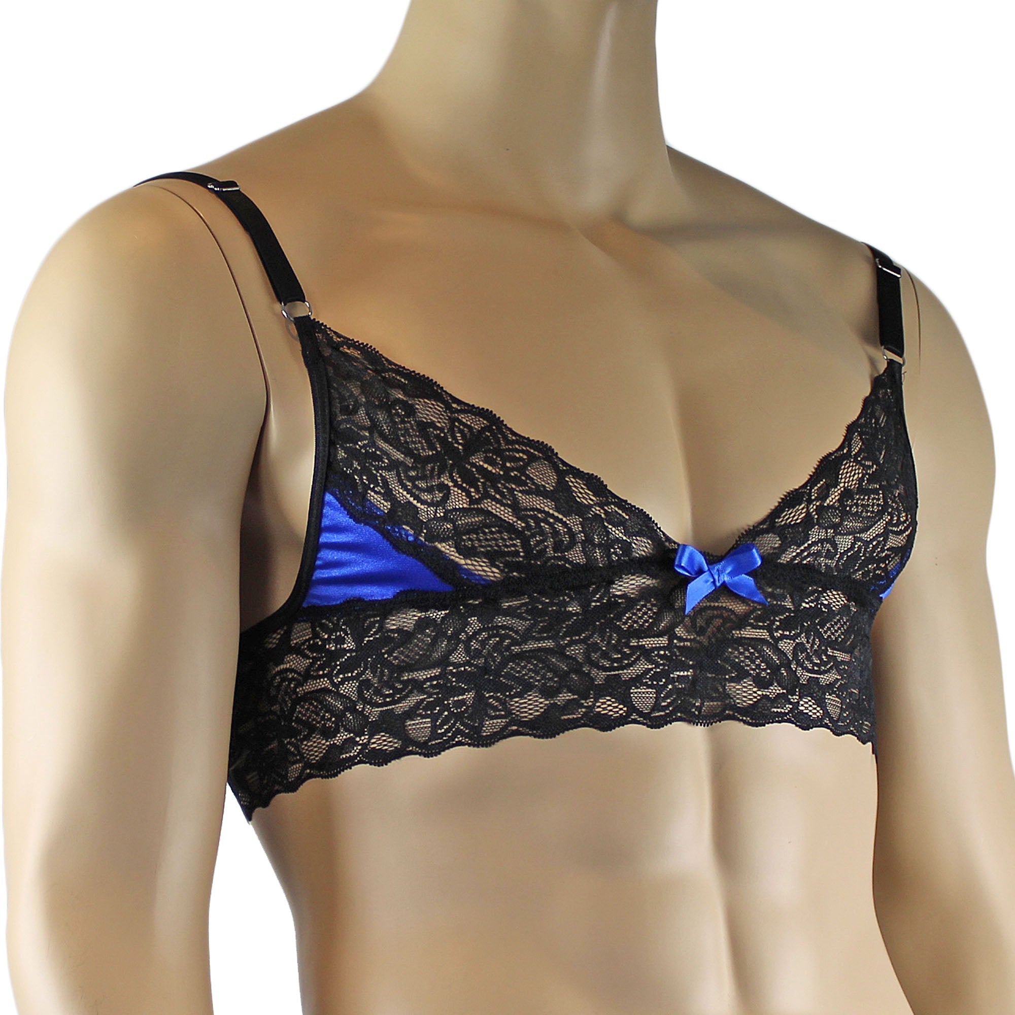 Mens Joanne Lace Bra Top Lingerie for Men (blue and black lace plus other colours)