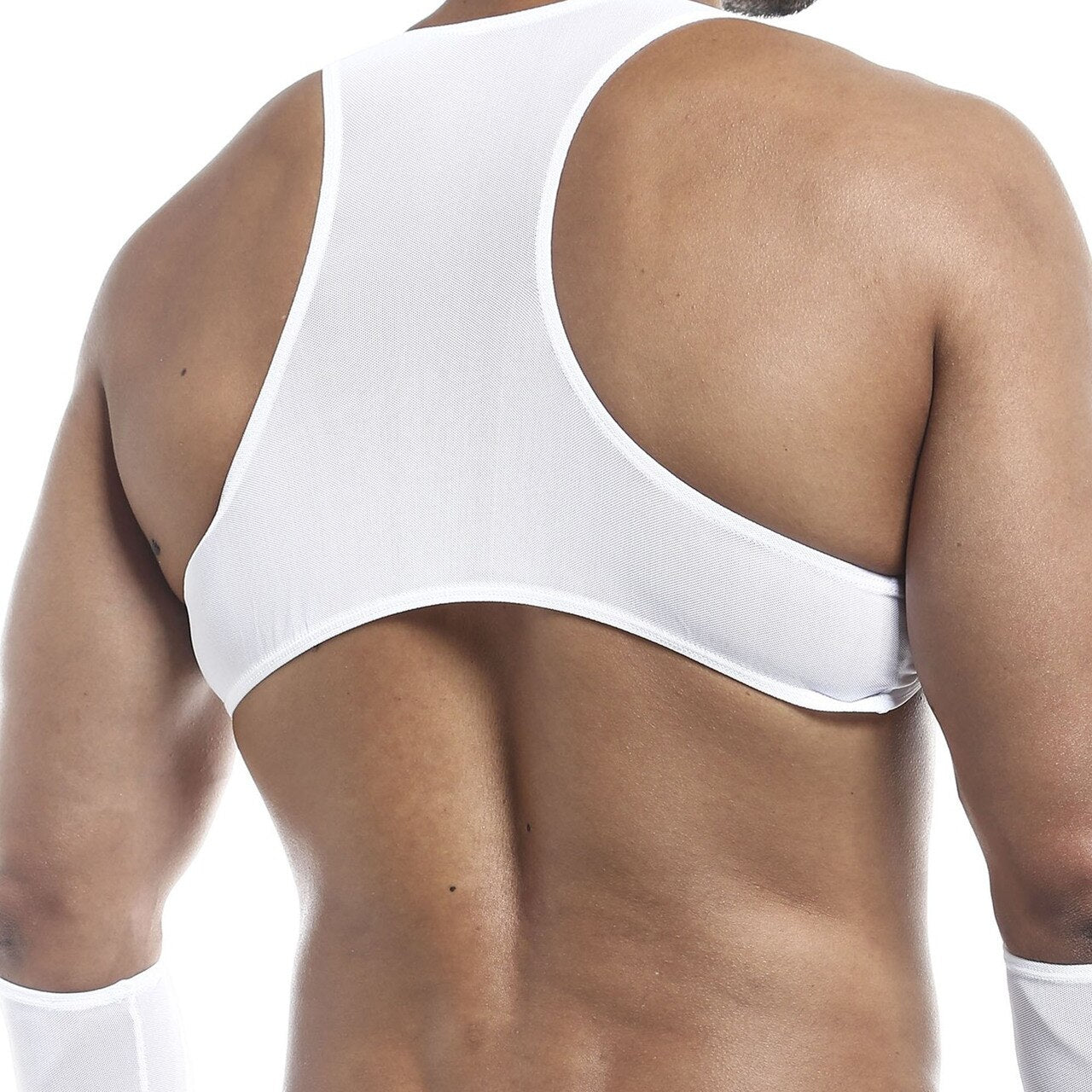 SALE - Mens Joe Snyder Stretch Mesh Posing Top with Y Back White