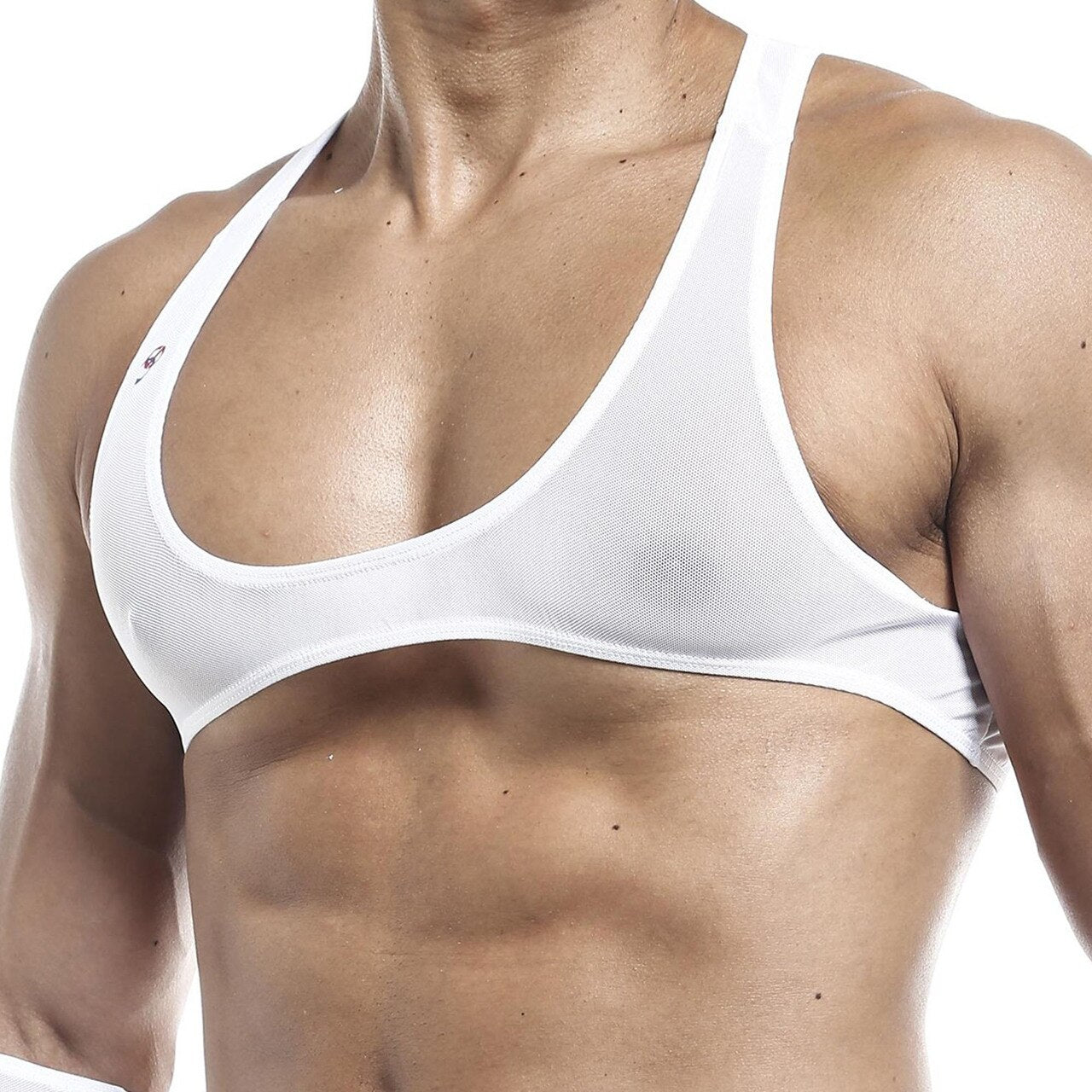 SALE - Mens Joe Snyder Stretch Mesh Posing Top with Y Back White