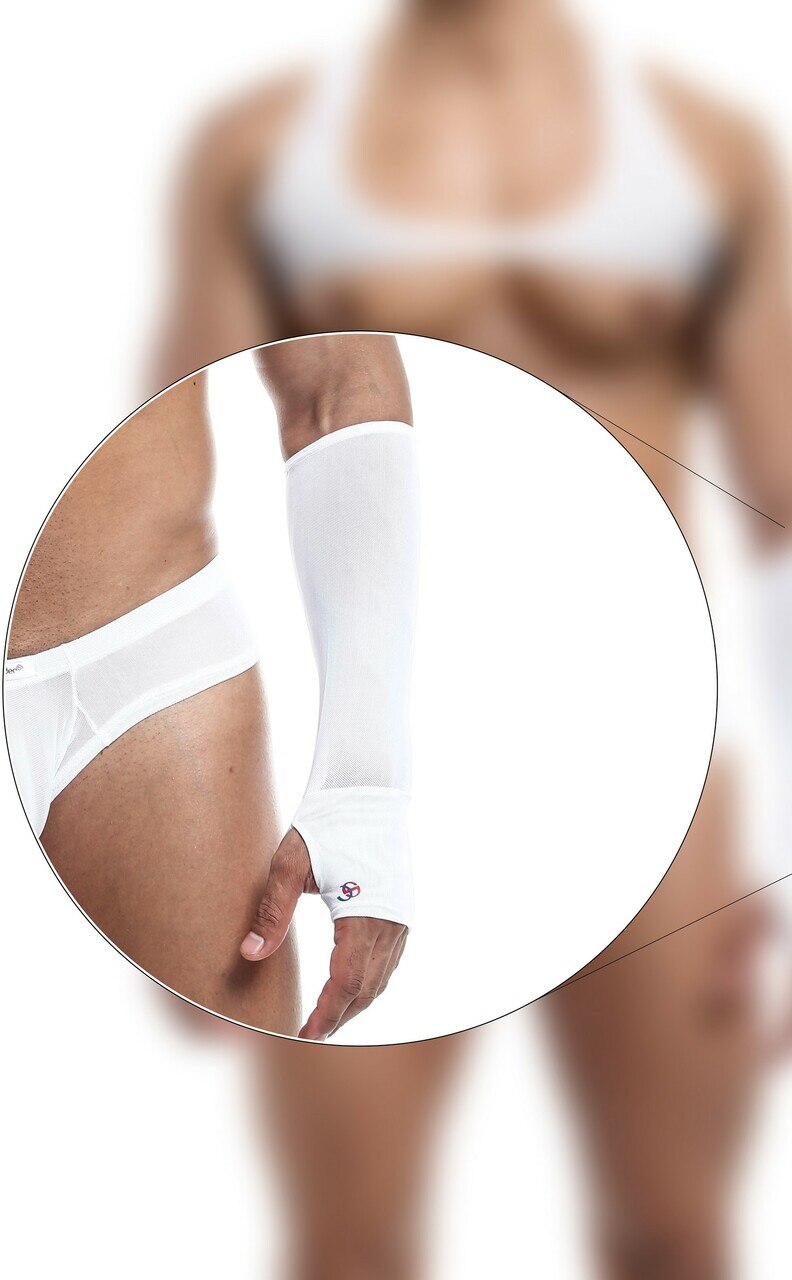 Mens Joe Snyder Mesh Fingerless Gloves White