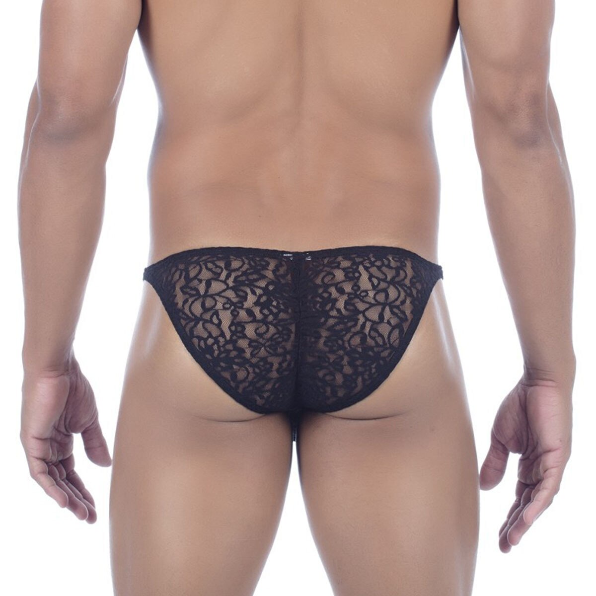 Mens Stretch Lace Maxibulge Pouch Enhancer Bikini Brief Black