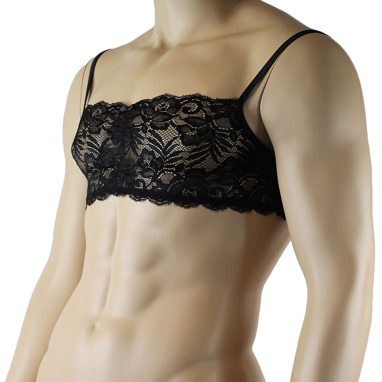 Mens Lingerie Bra Top in Lace with thin Straps (black plus other colours)
