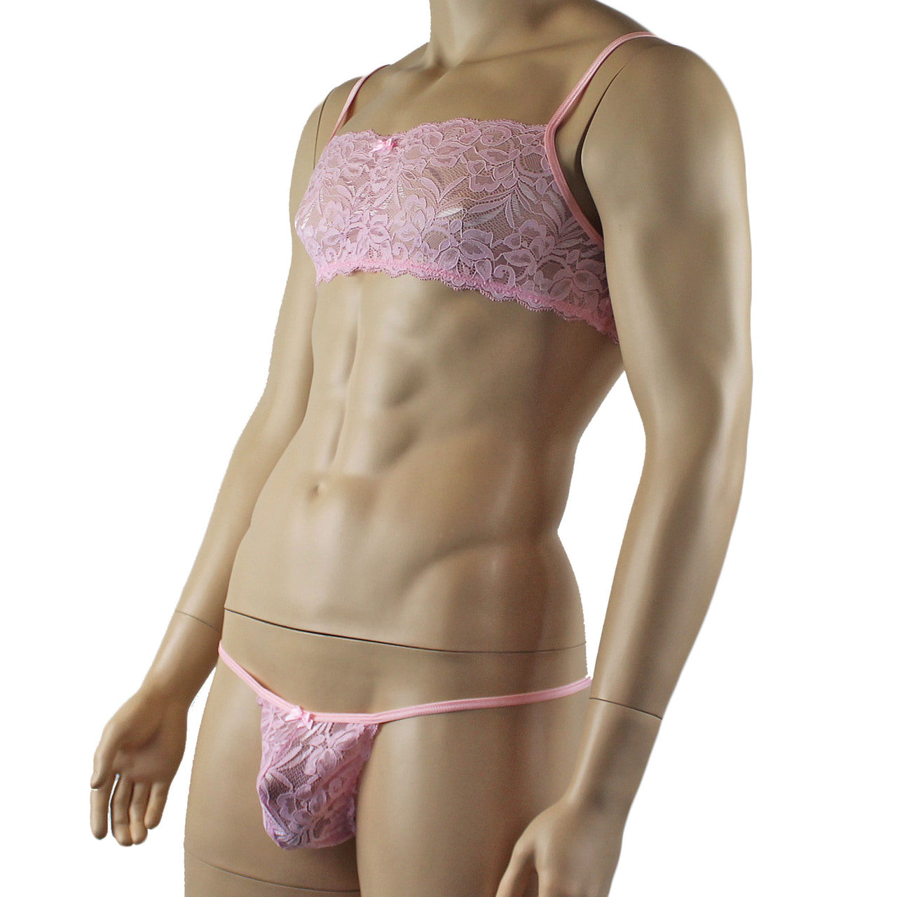 Mens Lingerie Bra Top and Pouch G string (light pink plus other colours)