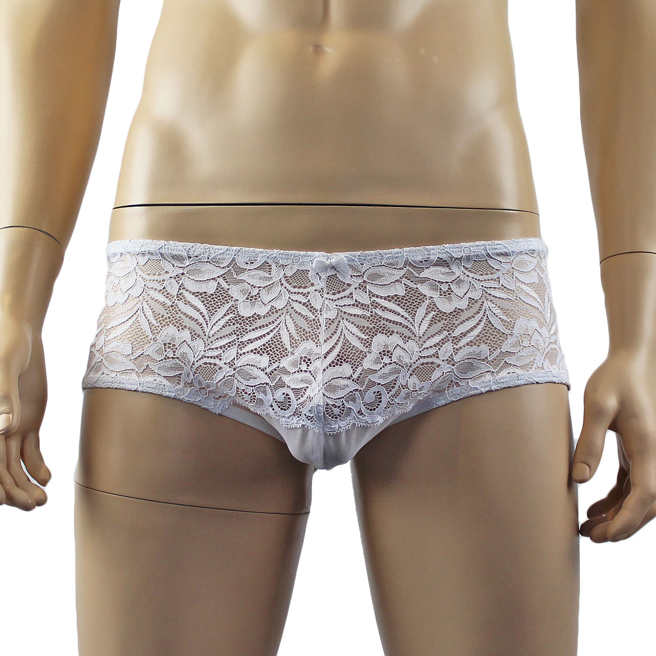 Mens Lingerie Sexy Lace and Mesh Panty Brief (white plus other colours)