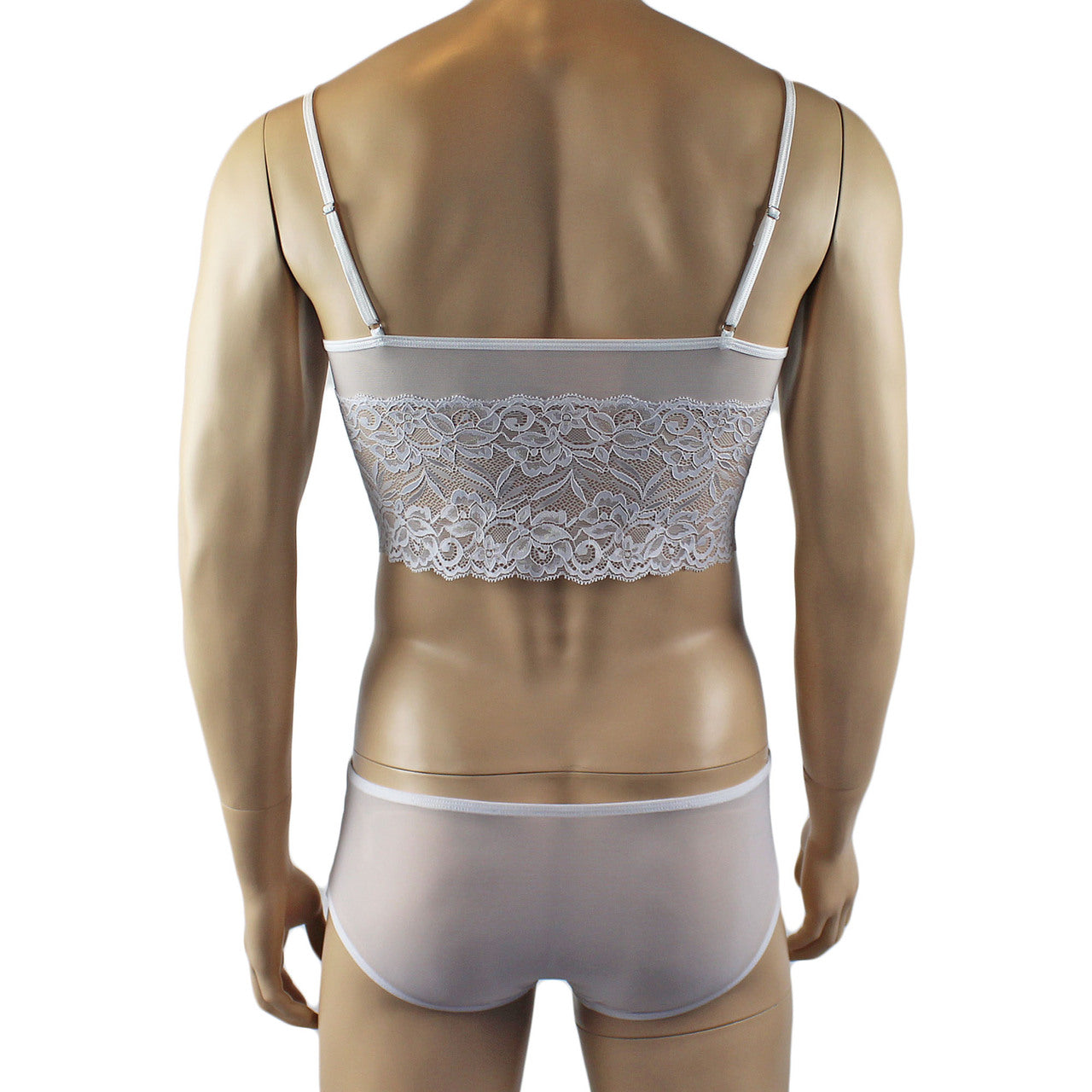 Mens Sexy Lace Camisole Top and  Panty Brief (white plus other colours)