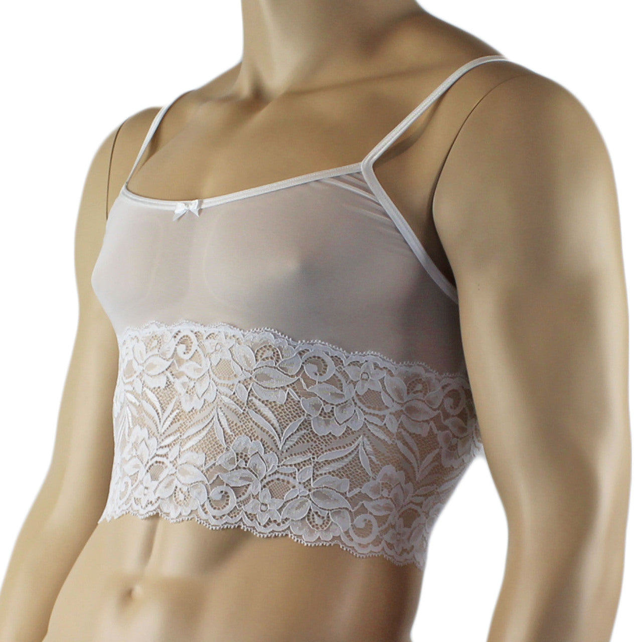 Mens Sexy Lace Camisole Top Male Lingerie (white plus other colours)