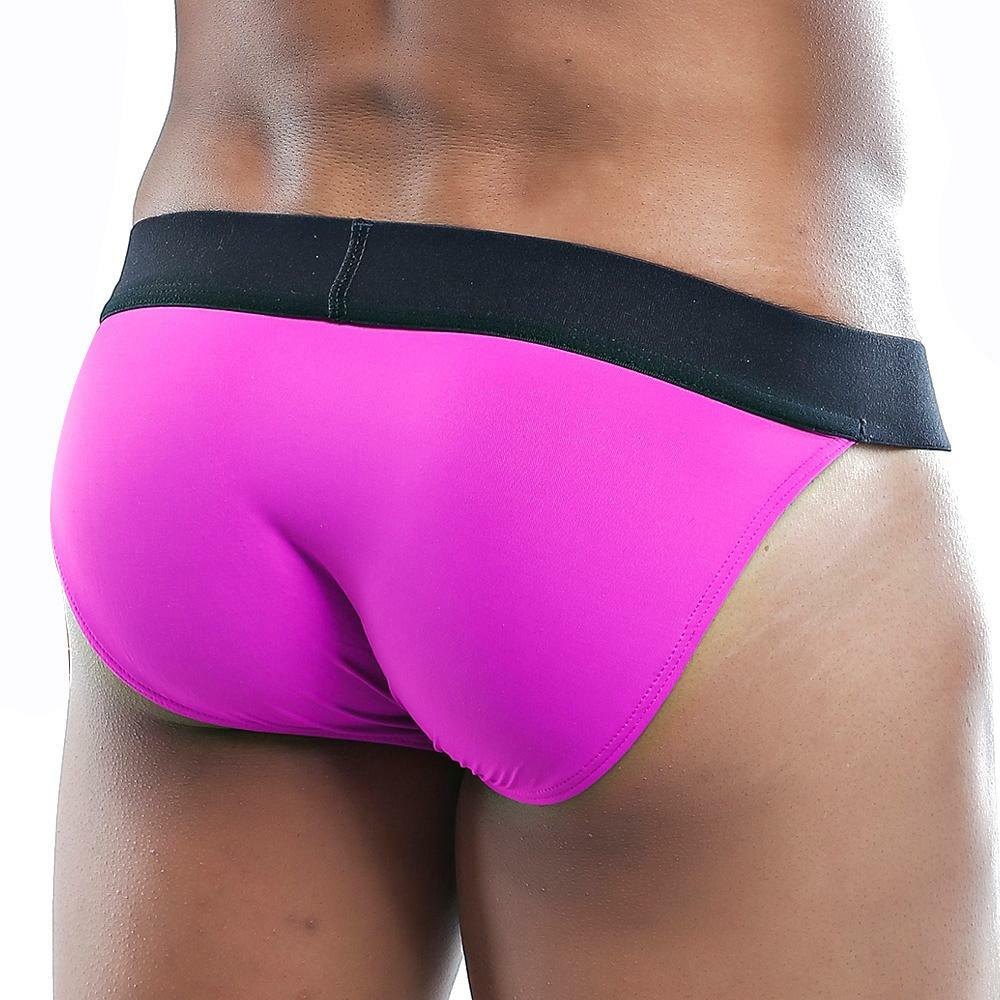 Mens Kyle Underwear Pouch Bikini Brief Fuchsia and Black