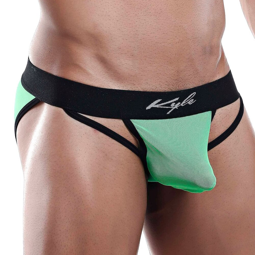 JCSTK - Kyle Male Pouch Front Bikini Brief with Peep Holes Green
