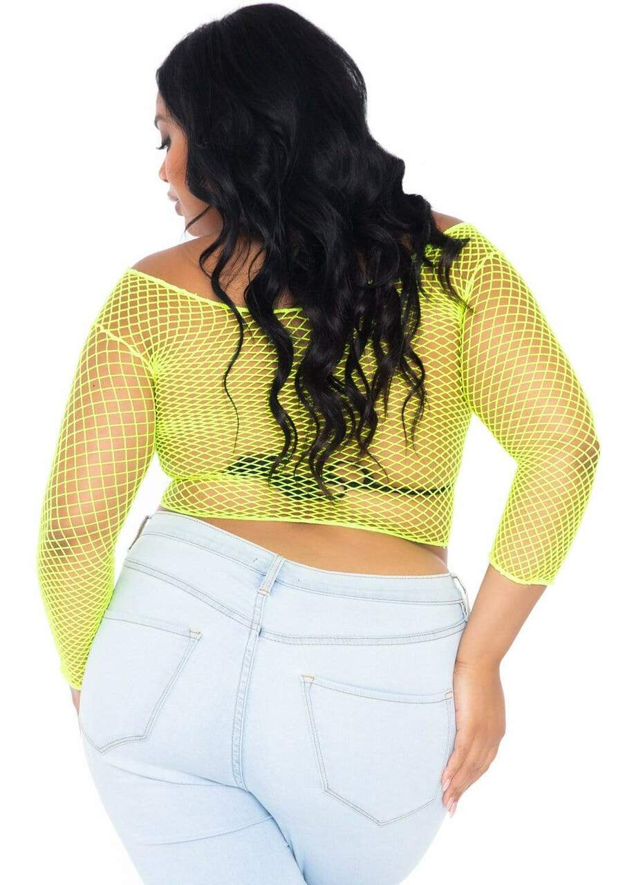 SALE - Unisex Long Sleeve Large Fishnet Shirt Neon Yellow