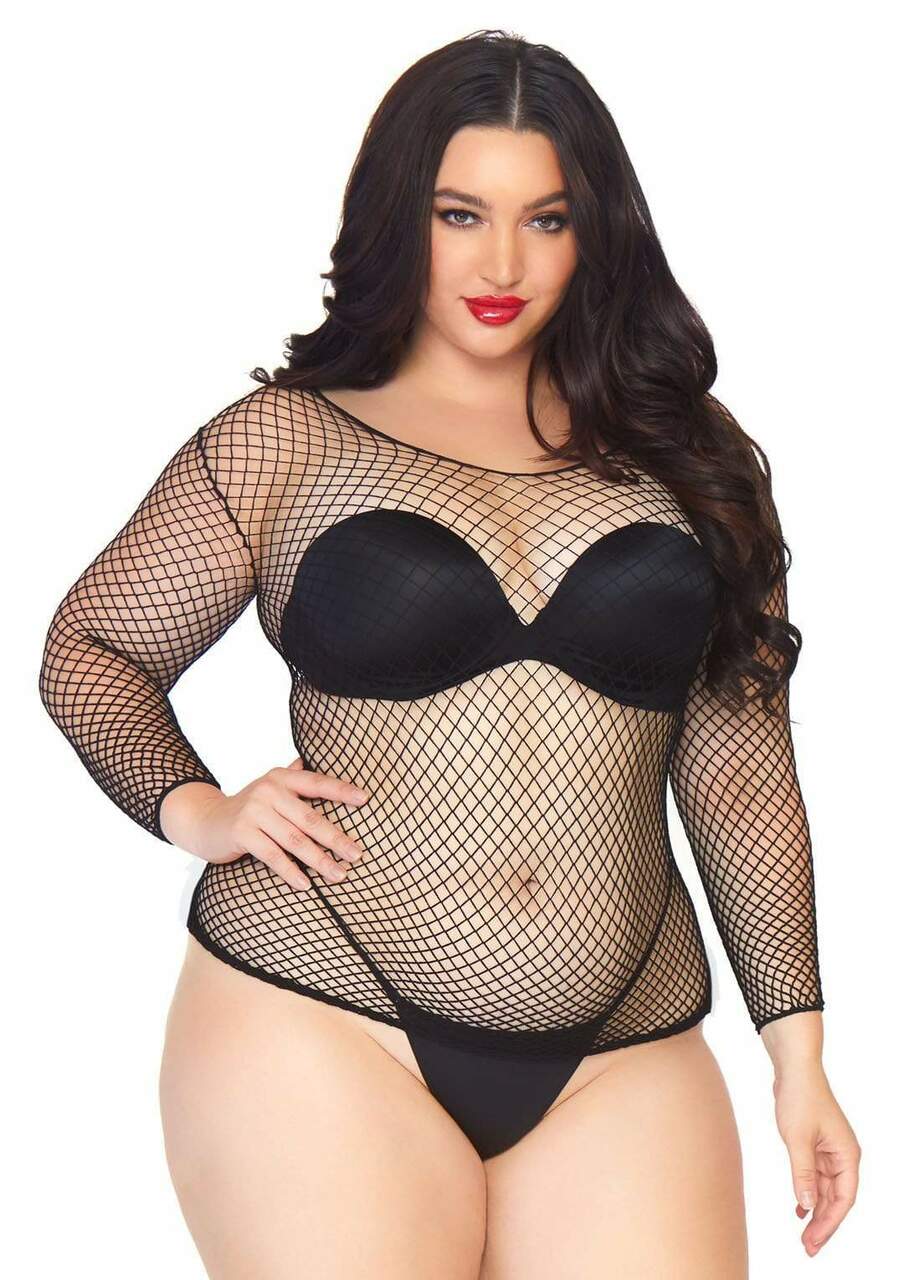 Unisex Long Sleeve Large Fishnet Shirt Black
