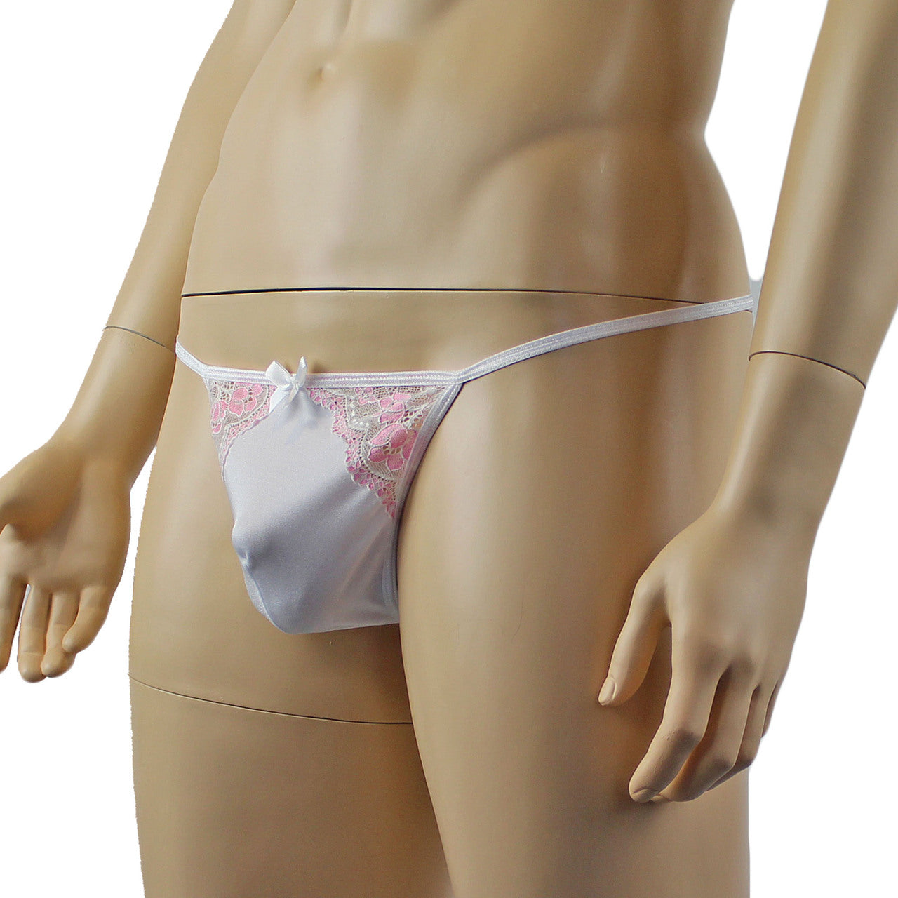 Mens Luxury Stretch G string with Lace Piece Front (pink plus other colours)