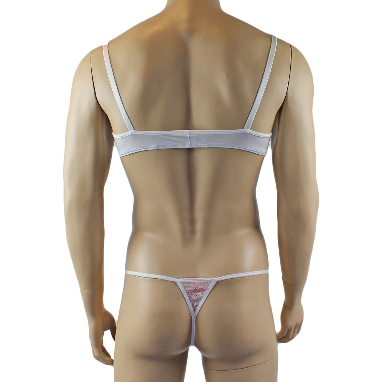 Mens Luxury Bra Top and G string (white plus other colours)