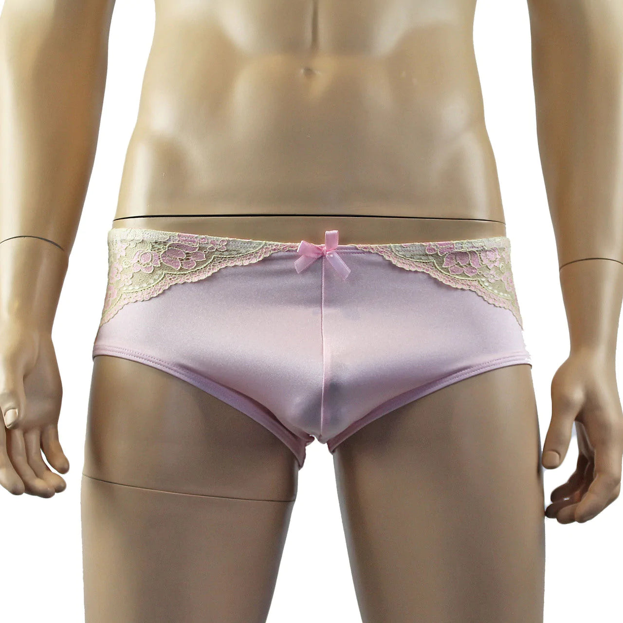 SALE - Mens Luxury Stretch Boxer Brief with Beautiful Lace Pink