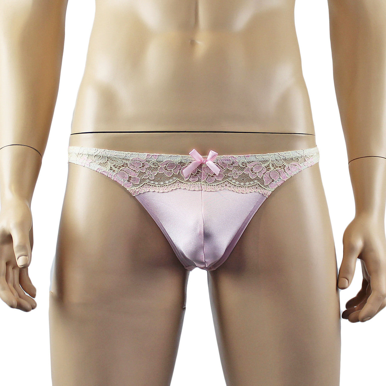 Mens Luxury Stretch G string Thong with Beautiful Lace Front (pink plus other colours)