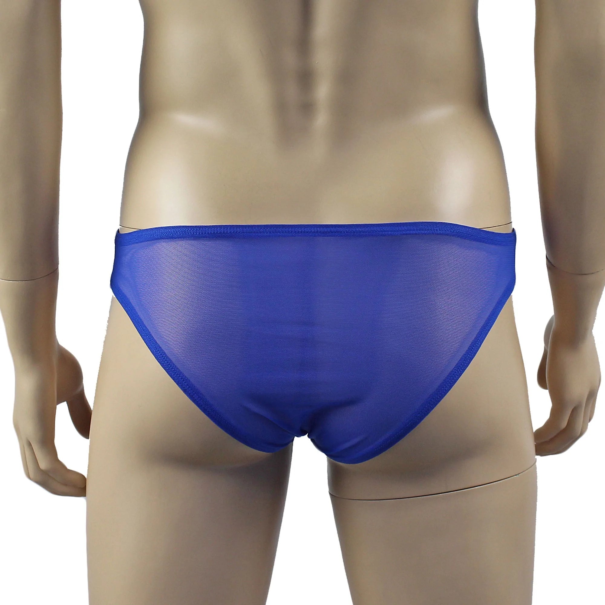 SALE - Mens Kristy Sexy Lace Bikini Brief Panties with See through Back Blue