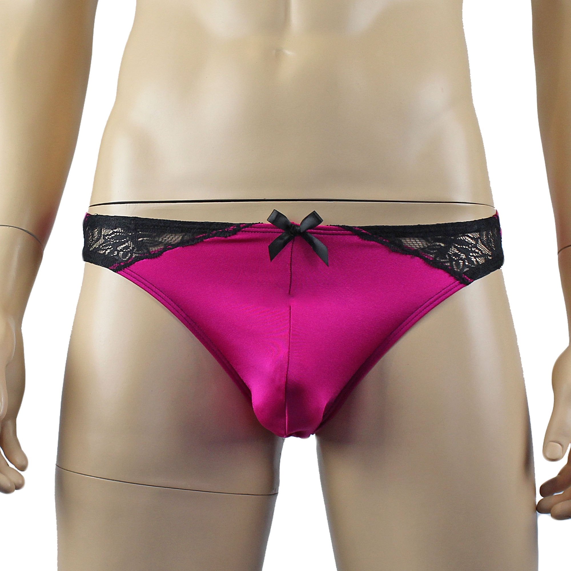 Mens Glamour Camisole Top with High Waist Thong- Sizes up to 3XL Raspberry