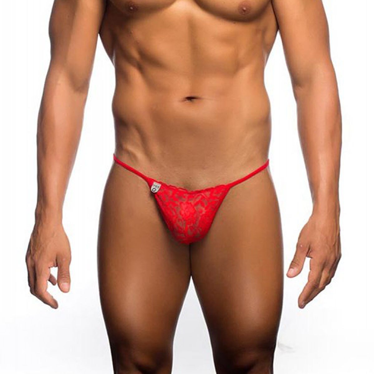 Mens Lace Pouch Thong Red