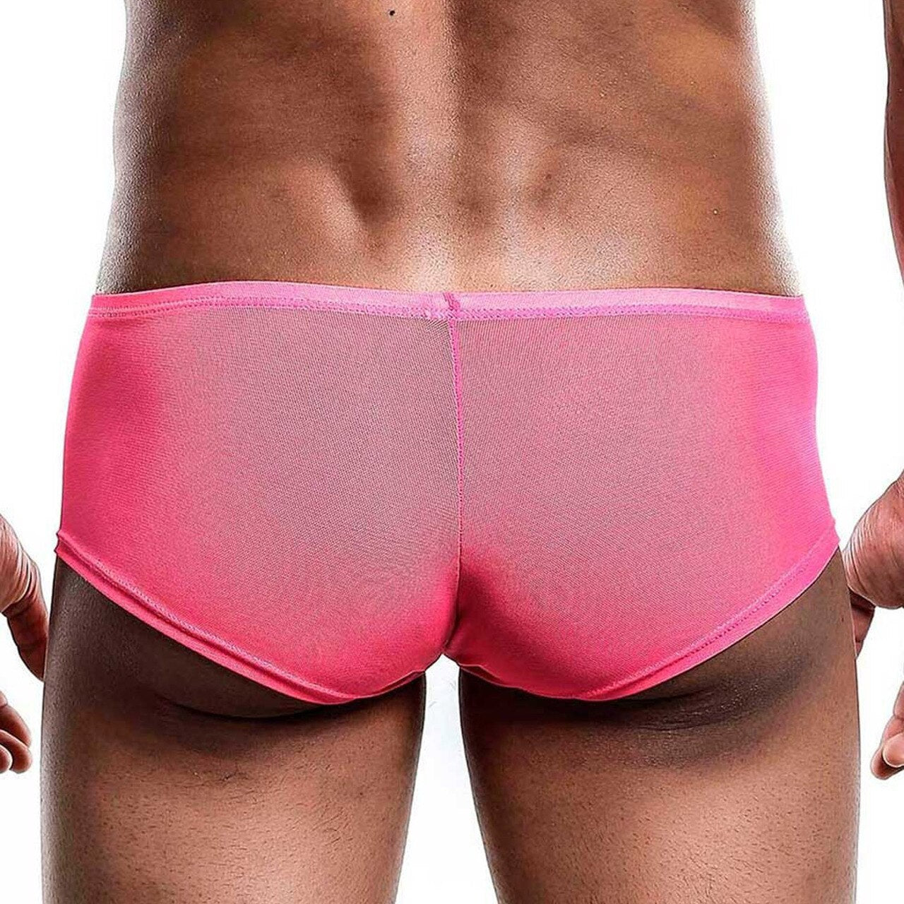 SALE - Mens Sheer Mesh Boxer Brief Hot Pink