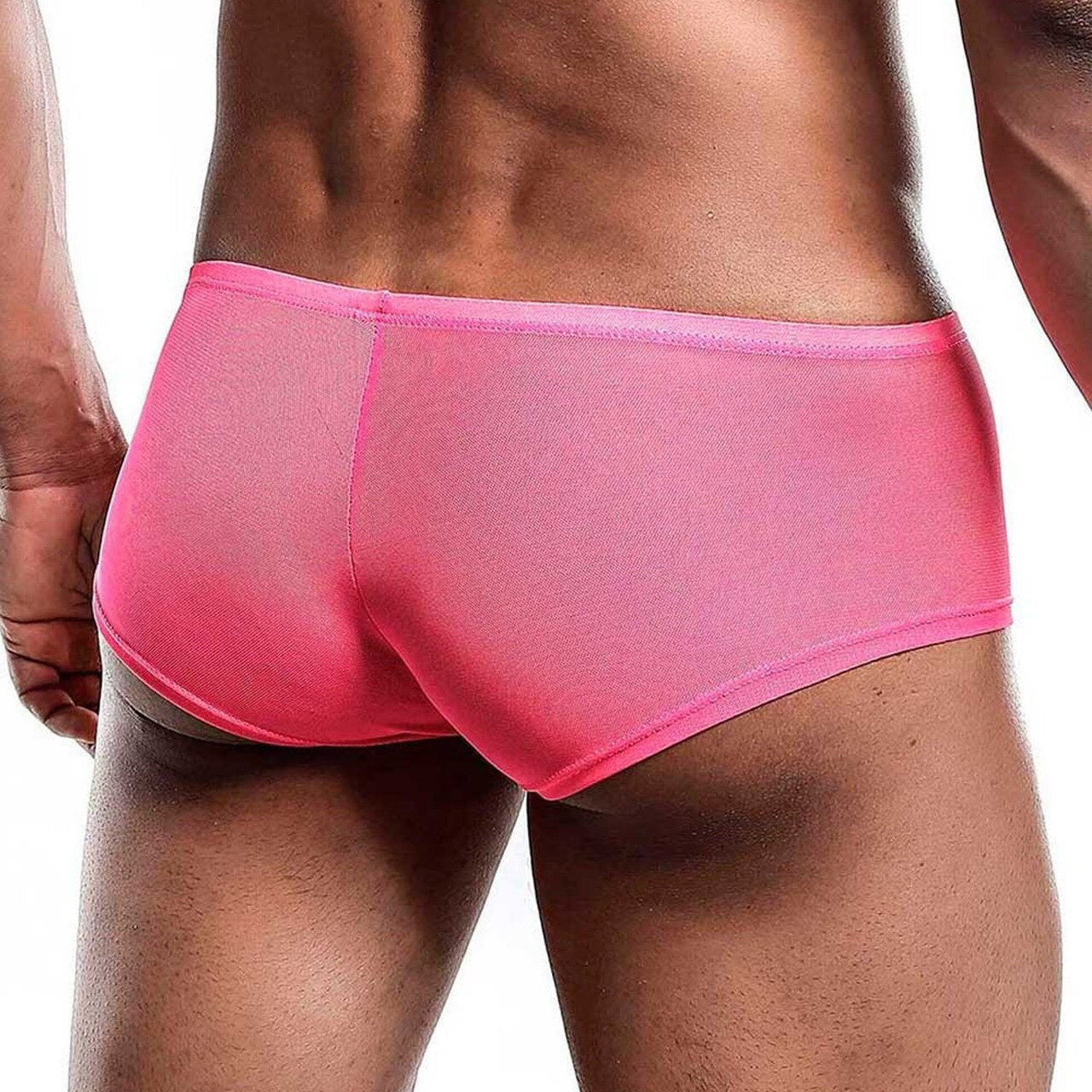 SALE - Mens Sheer Mesh Boxer Brief Hot Pink