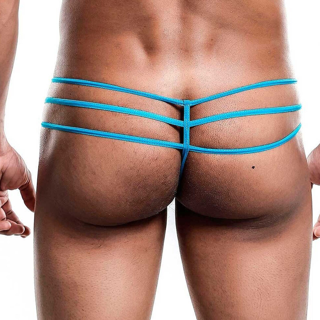 Mens Male Basics Lace G string Thong with Triple Straps Turquoise