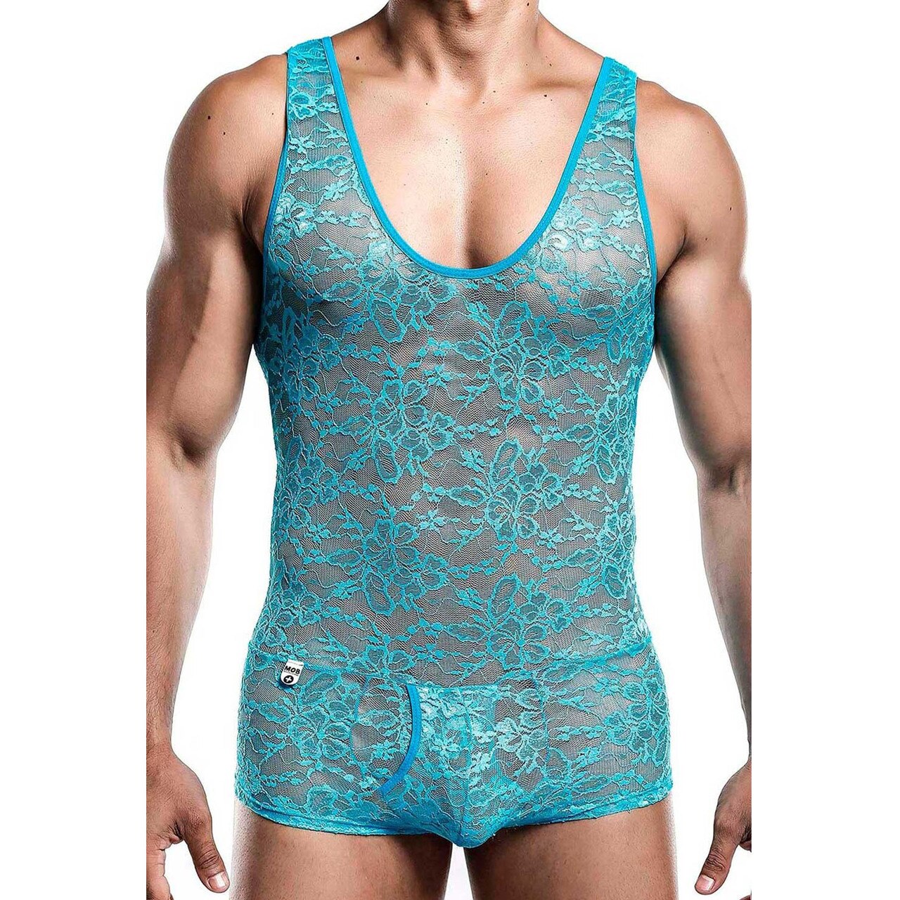 Male Basics Mens Lace Bodysuit Turquoise