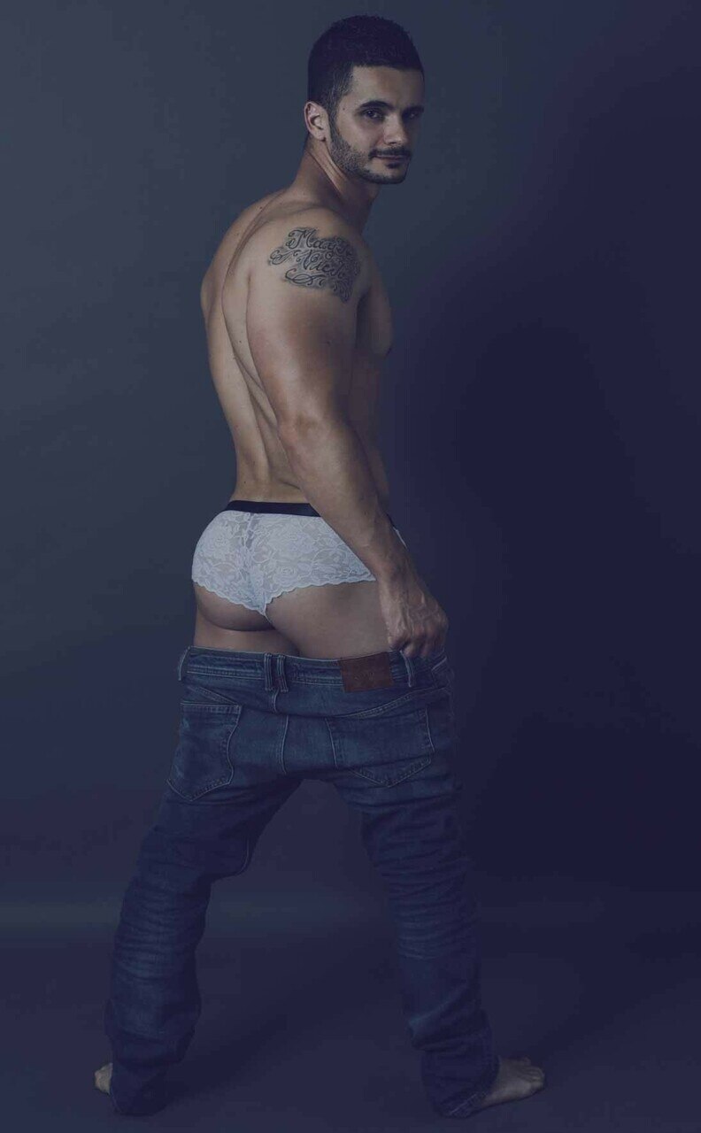 Mens Lace Cheeky Boxer Brief White