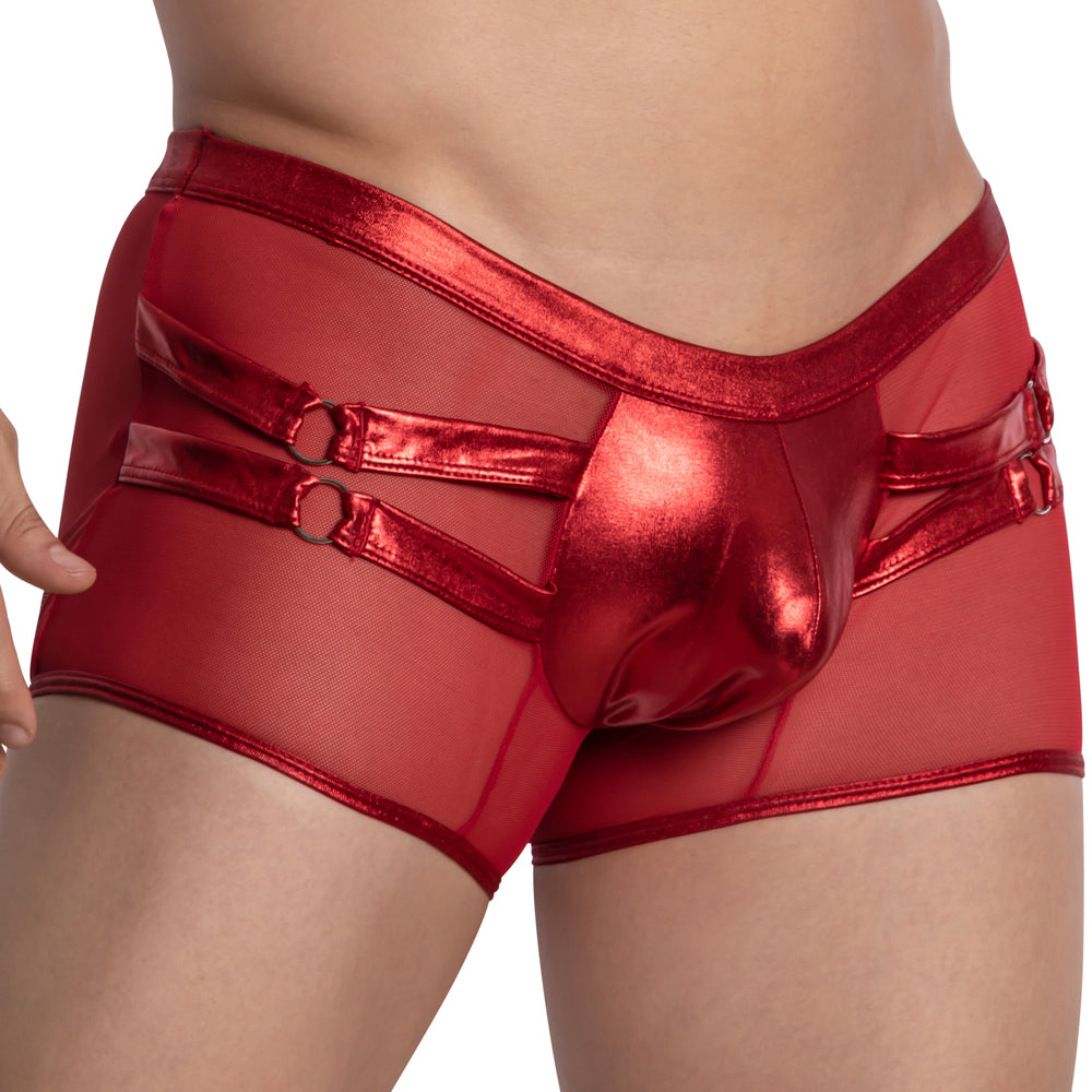Miami Jock MJG009 Boxer Shiny Leather Pouch Red