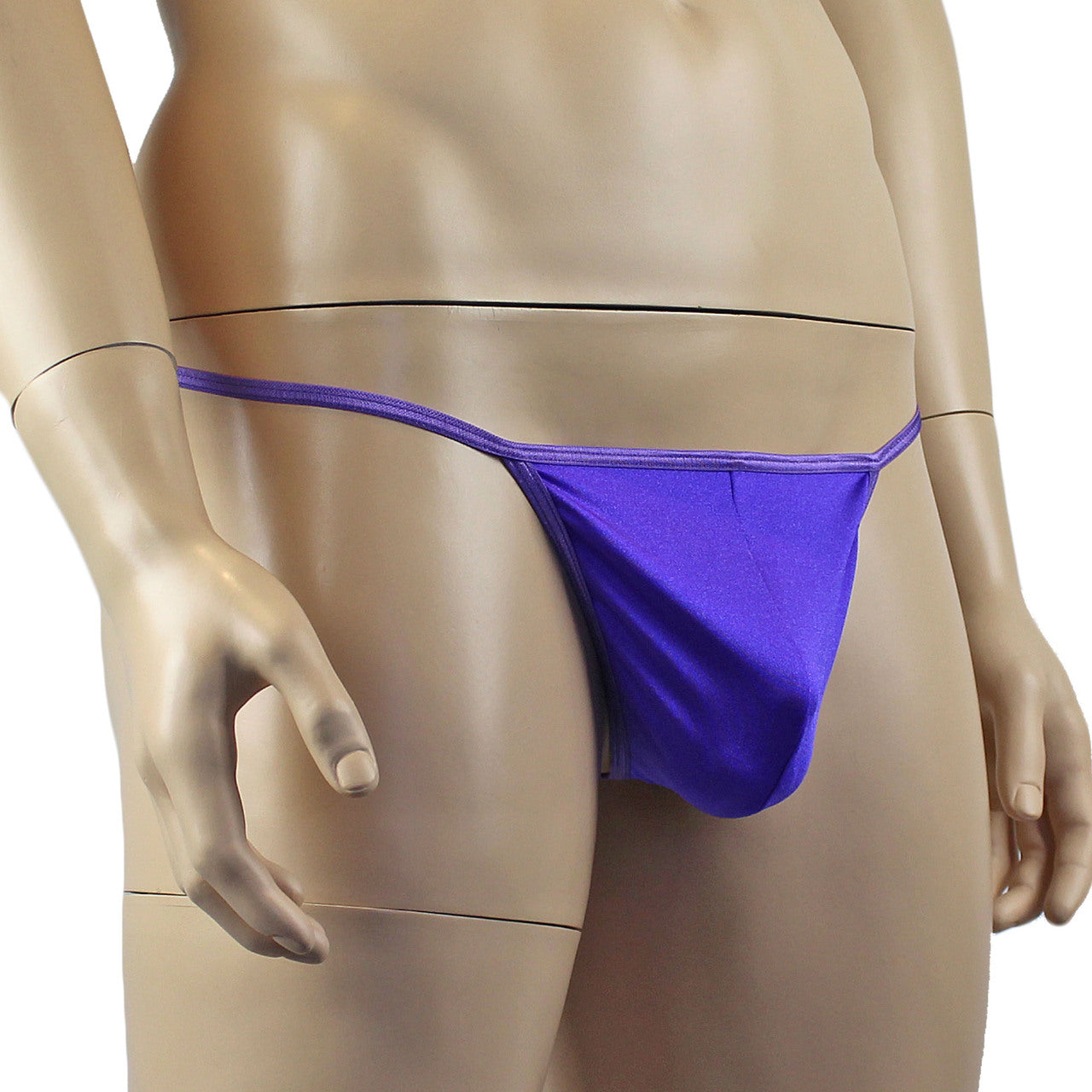 Mens Mick Keep It Simple Lycra Pouch G string Black with Thin Elastic Purple