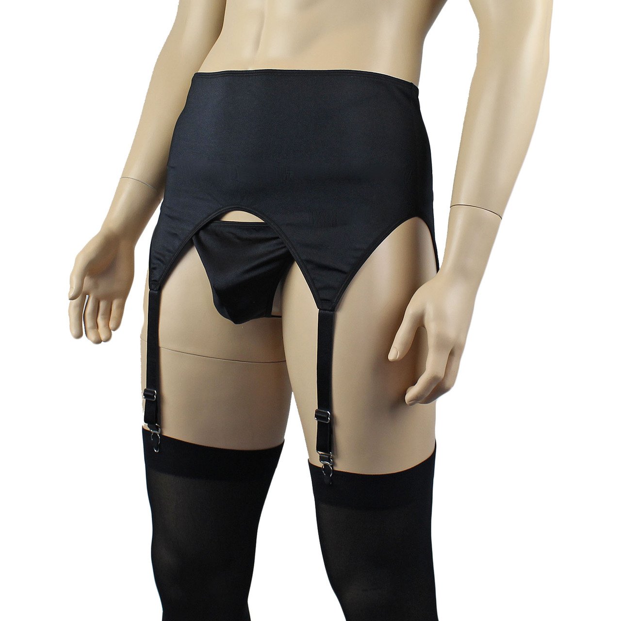 Mens Mick Lycra & lace High Cut Garterbelt, G string & Stockings - Sizes up to 3XL