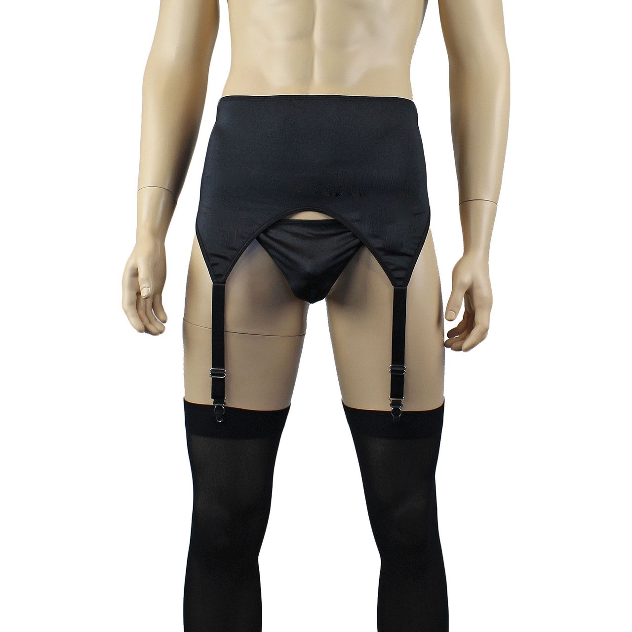 Mens Mick Lycra & lace High Cut Garterbelt, G string & Stockings - Sizes up to 3XL