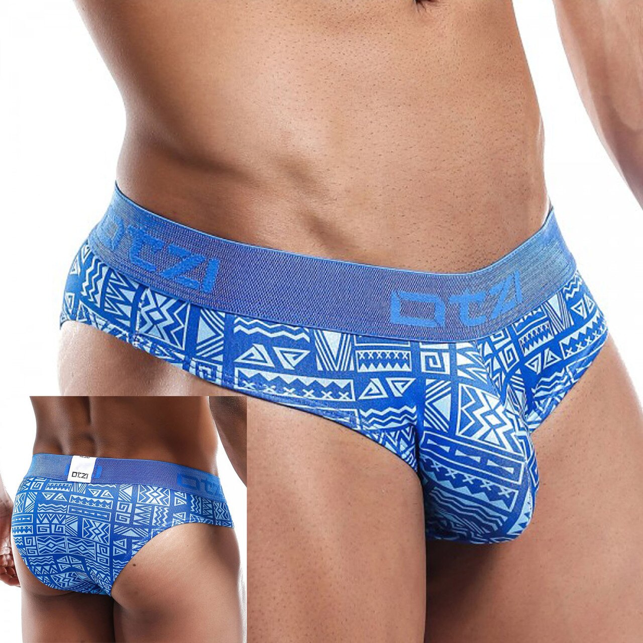 Mens Otzi Print Bikini Brief Blue