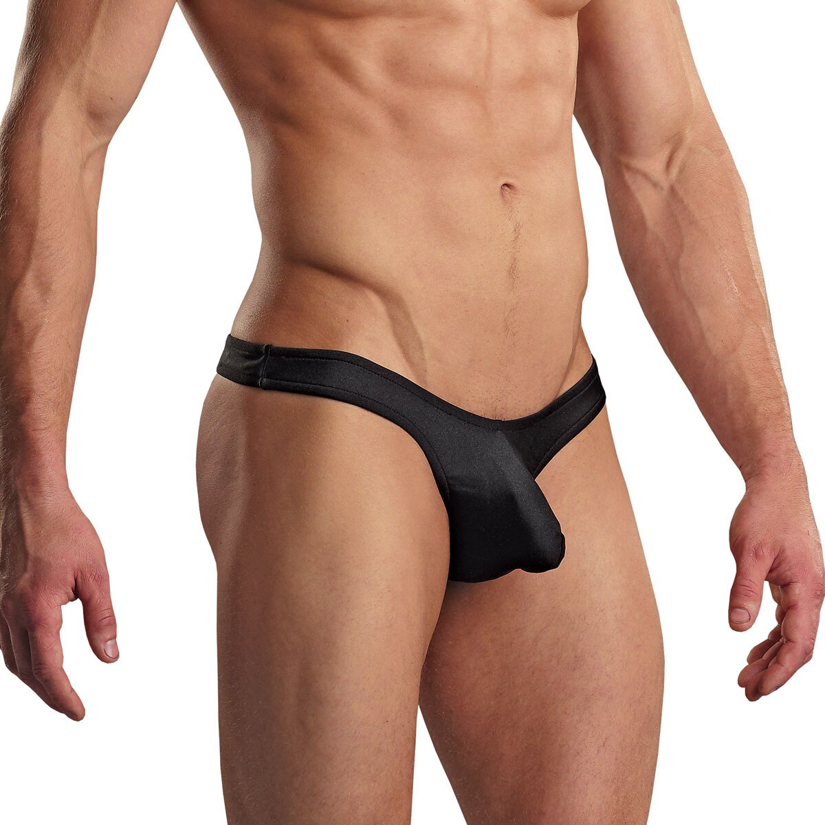 Mens Spandex European Cut Mini Pouch Thong Black