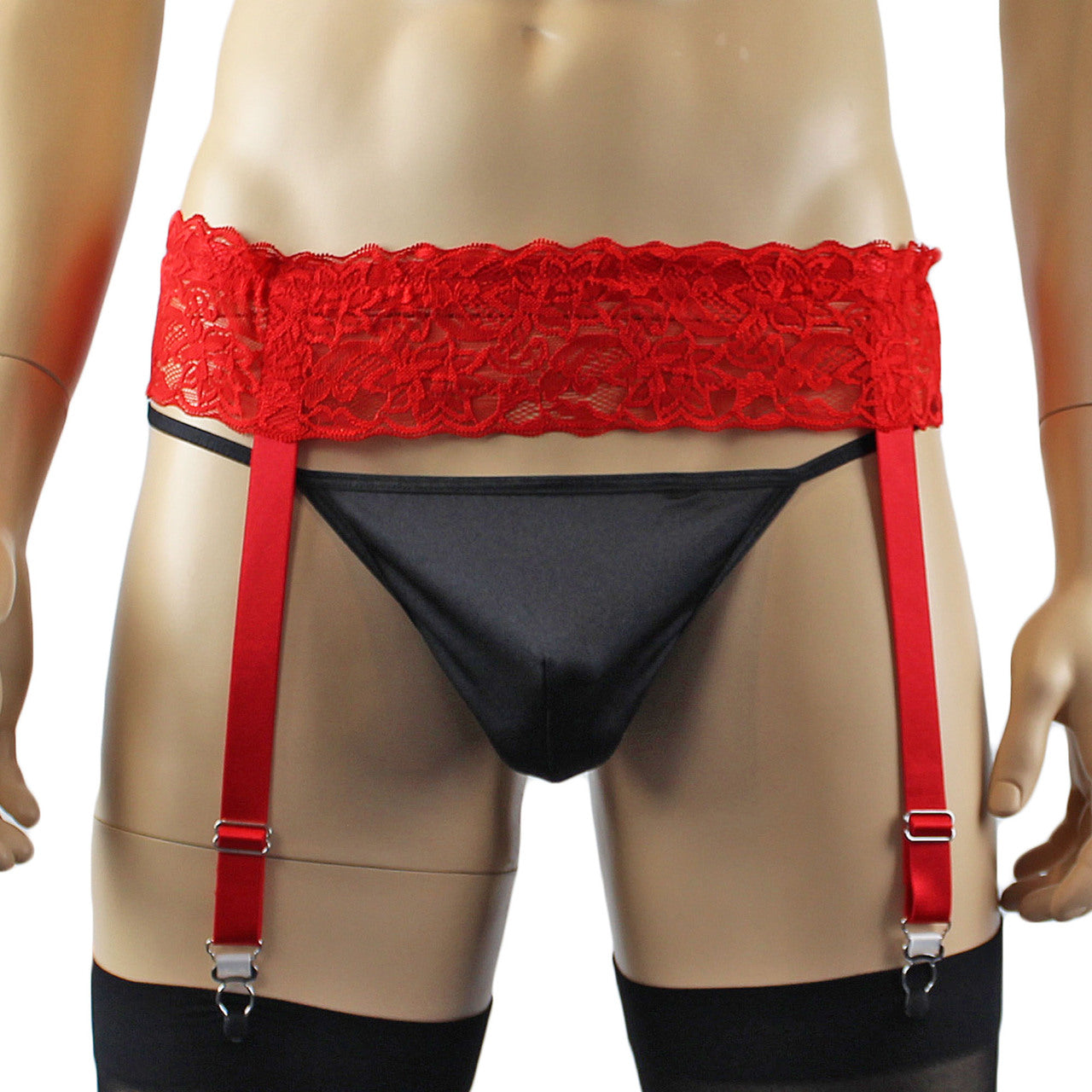 Mens Lace Garter Belt Mens Lingerie and Underwear (red plus other colours)