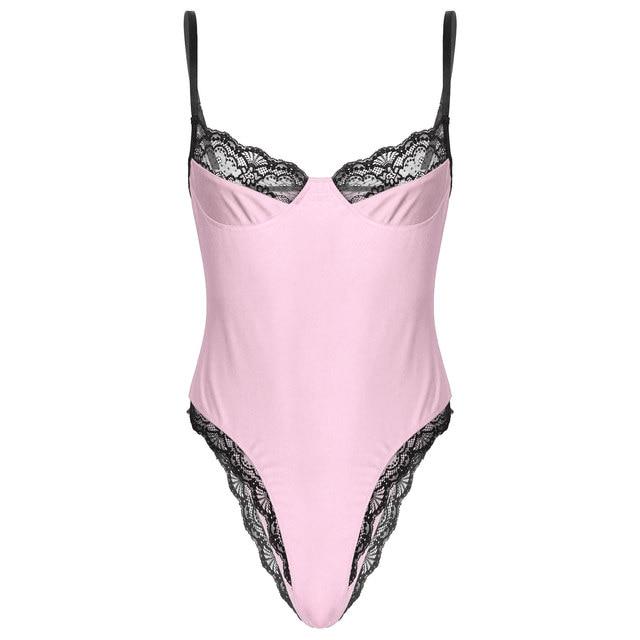 JCSTK - Mens Femme IF-43322316 One Piece Bodysuit with Wireless Top Pink