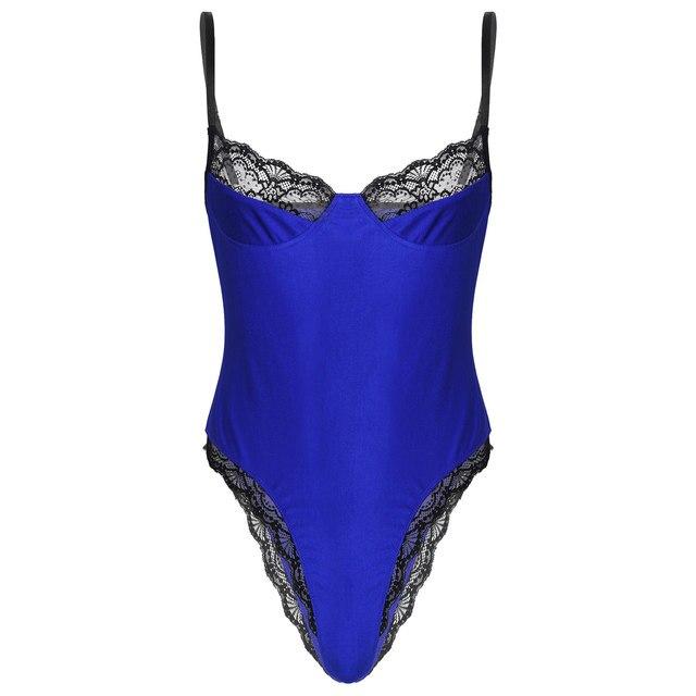 JCSTK - Mens Femme IF-43322316 One Piece Bodysuit with Wireless Top Royal Blue