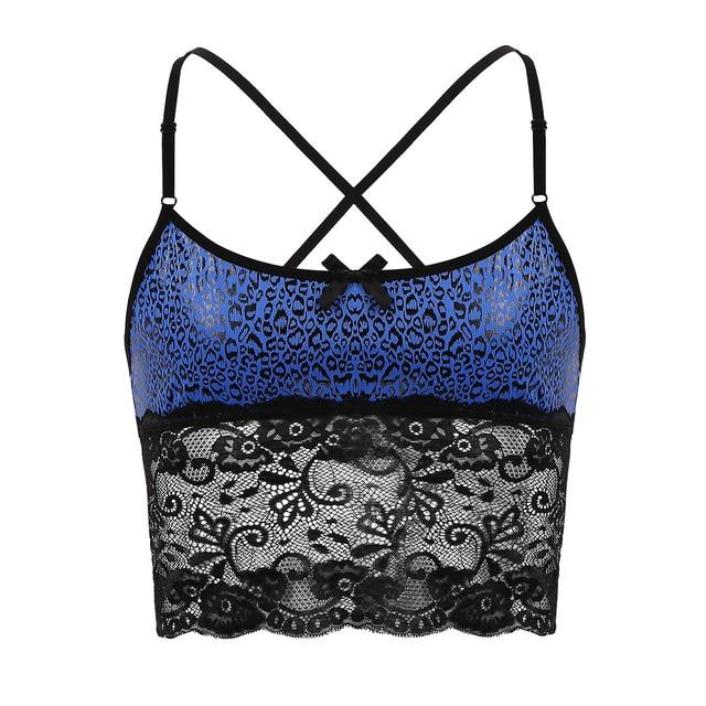 Mens Sissy Lingerie Animal Print Camisole Royal Blue