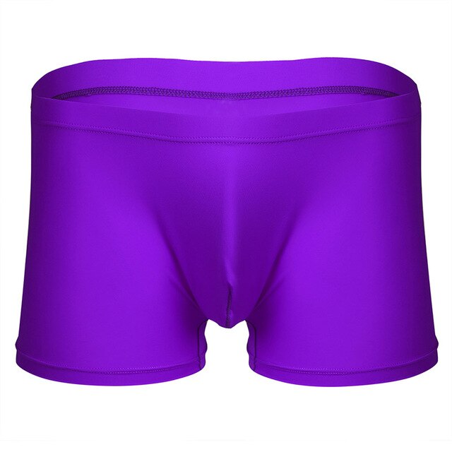 Mens Underwear Comfortable Sexy Silky Ice Silk Boxer Shorts Purple