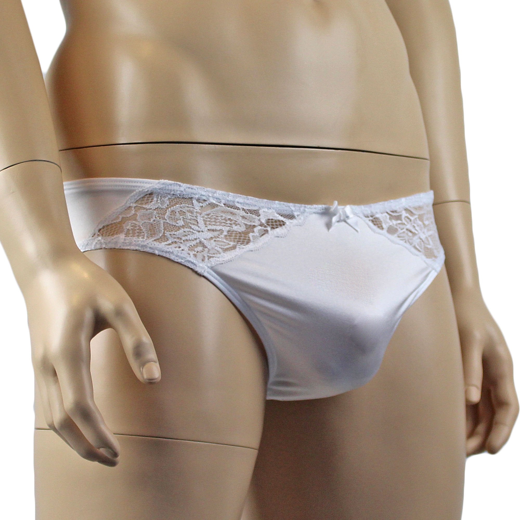 SALE - Male Romance Stretch Spandex Seamless Front Bikini Brief White