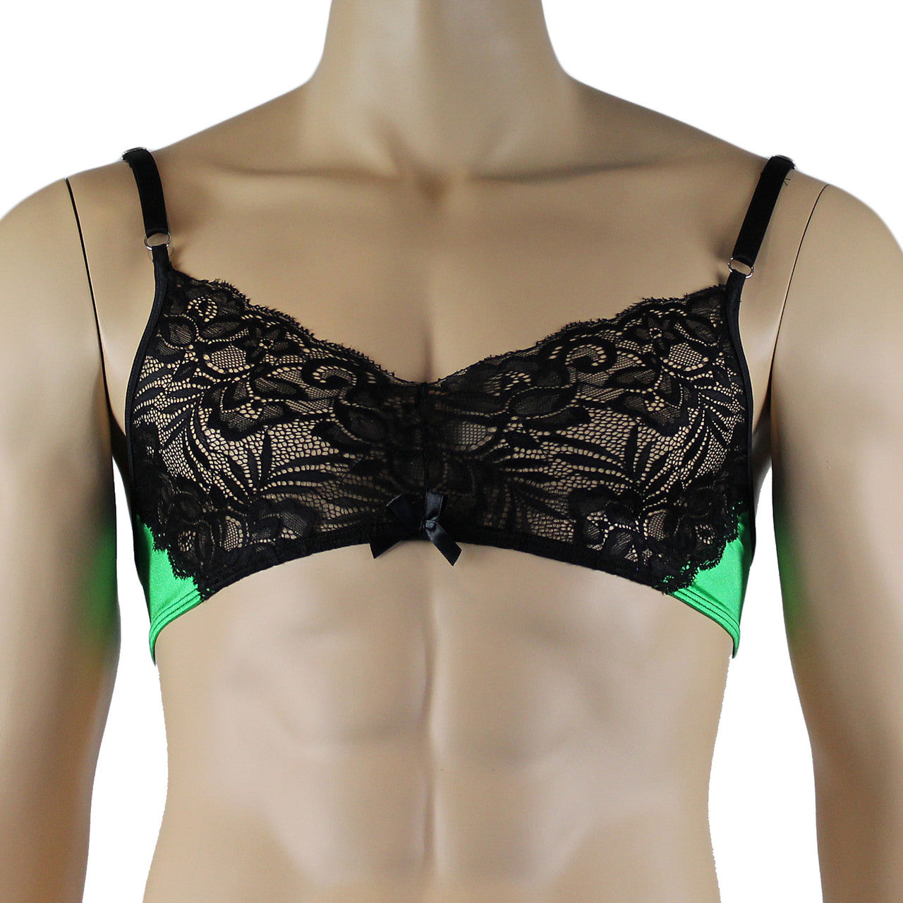 Mens Risque Bra Top and Thong (green and black plus other colours)