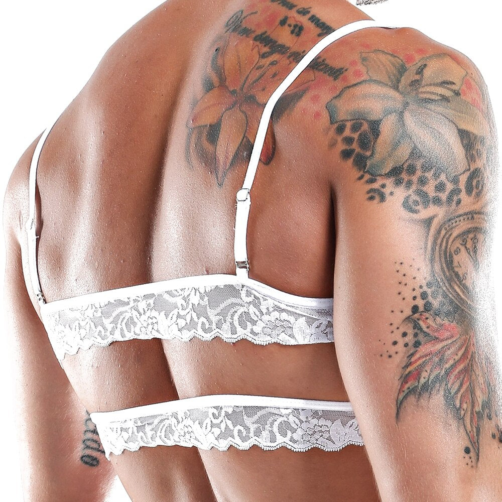 SALE - Mens Bra Top with Cross Over Back White