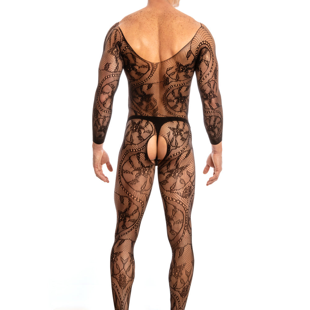 Secret Male SMC004 Lace Long Sleeve Bodystocking Black