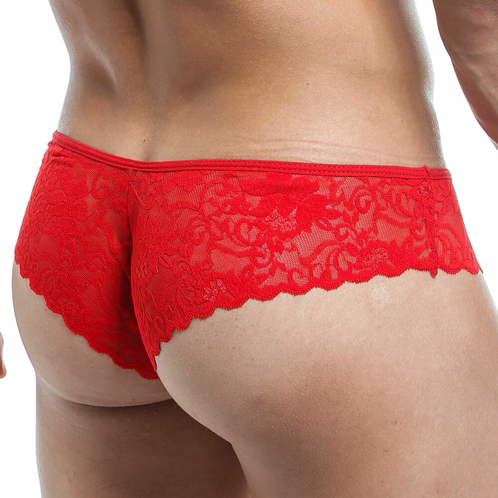 JCSTK - Mens Secret Male Mesh and Lace Panty Red