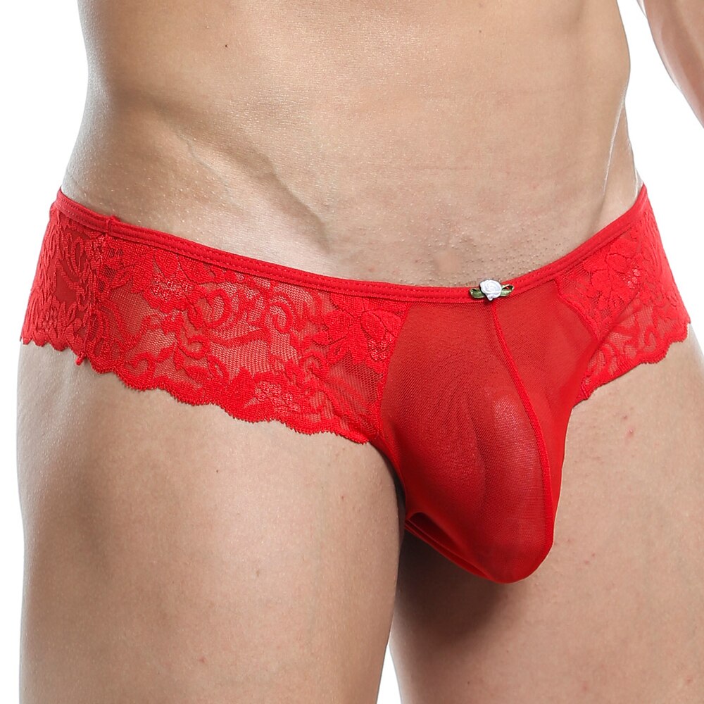 JCSTK - Mens Secret Male Mesh and Lace Panty Red