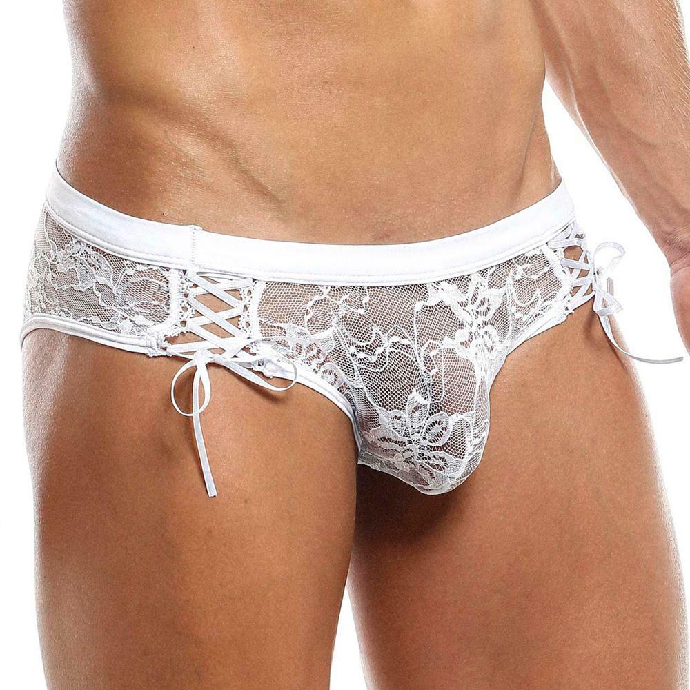 Secret Male Lace Brief for Men with Lace-up Sides Underwear White