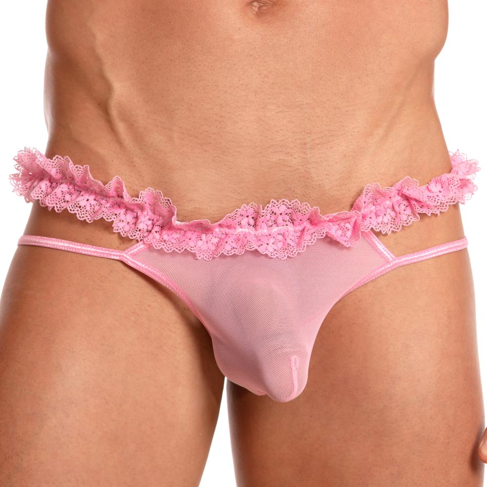 Mens Secret Male My Girl G string with Ruffles Pink
