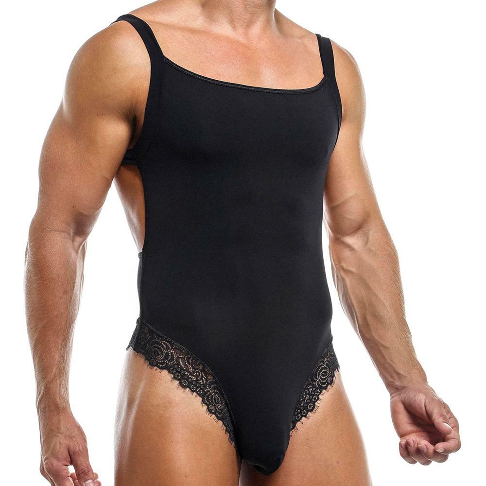 JCSTK - Mens Secret Male Bodysuit with Lace Black